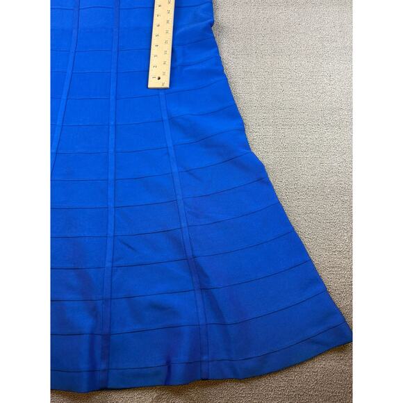 Hervé Léger Women's Medium Blue V Neck Dress Gown - Picture 9 of 16